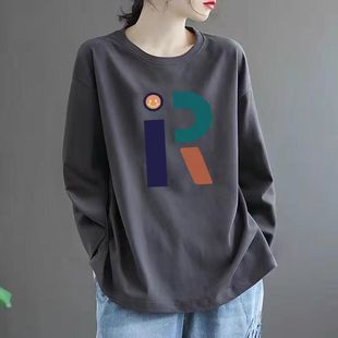 % Cotton Long Sleeve Shirt Women's 2024 Autumn and Winter New Korean Loose plus size Women's Outer Wear Top Base Shirt