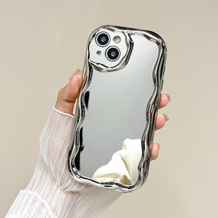 Suitable for Apple 16 Electroplated Silver 15promax Mobile Phone Case iphone13 Cream Pattern 14 Drop Resistant 12 Soft 11 Sets XS