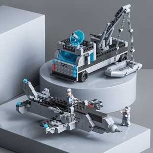 Compatible with Lego Boys Assembled Military Hot Selling Toys 6-in -1 Destroyer Carrier Model Small Particle Children's Puzzle