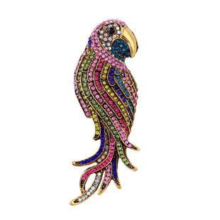 Blue Hao Europe and the United States popular retro parrot brooch alloy animal big corsage full of diamond oil all-match clothing accessories