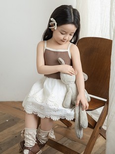 Wulibuyi Girls' Fashion Lace Embroidered Short Skirt 2025 Summer New Style Children's Style Easiest for Match Thin Skirt