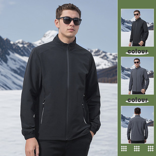 2024 New Soft Shell Mountaineering Nipper Hat-less Collar Jacket Men's Spring and Autumn Fashion Brand Outdoor Slim Jacket