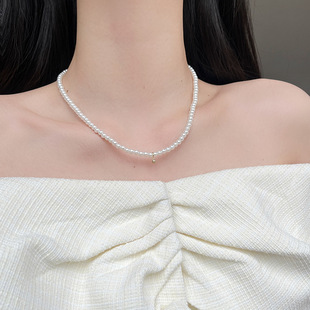 French High-end Pearl Necklace Camellia Bow Double Tassel Clavicle Chain Vintage All-match Exquisite Necklace Chain