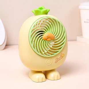 New fruit desktop small fan usb rechargeable small desktop electric fan light sound student dormitory office cartoon
