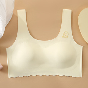 Fixed Cup one-piece seamless girl student development underwear Ice Silk sports vest bra girl puberty