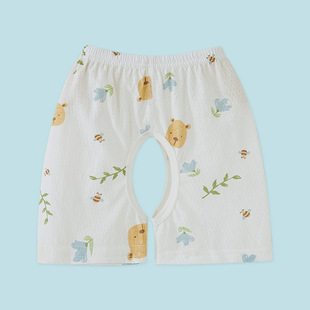 Open shorts baby boys' open crotch pants summer thin baby girls' shorts pure cotton outer wear fifth pants children's casual