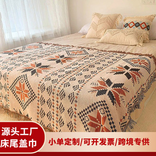 in stock Bohemian Style Blanket Bed End Decoration Towel Hotel Cloth Grass Hotel Homestay Jacquard Bed Flag Bed End Towel