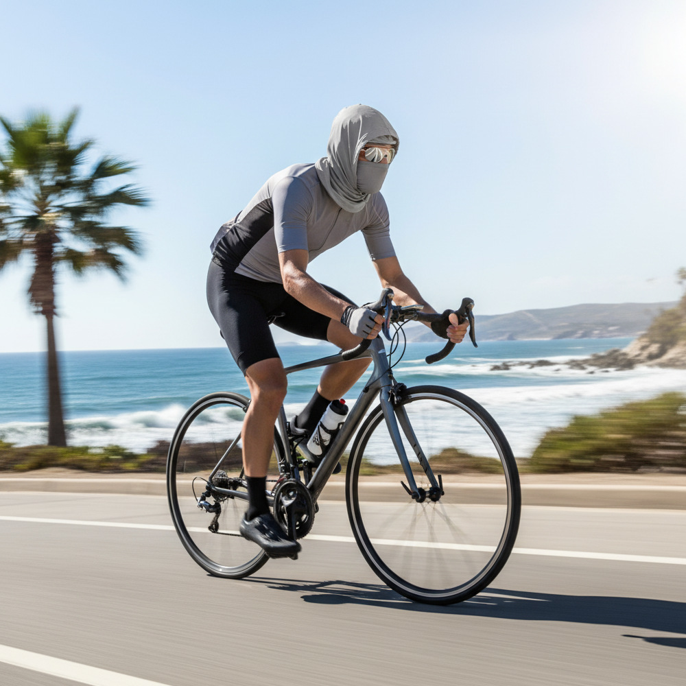 Summer Sun Protection Mask, Hood, Hat, Integrated Neck Protection, Full Face Uv Protection, Outdoor Cycling Ice Silk Scarf for Men and Women