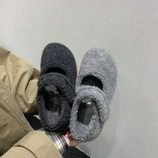 Autumn and Winter Dress Warm fleece-lined Mary Jane Shoes Mao Shoes Inner Height Increase Single-layer Shoes Cotton Shoes Women's Wool Soft Sole Shoes