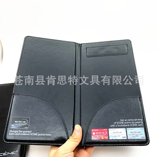 Embossed White Gold logo thickened leather purchase order clip black bright PU leather folder menu clip manufacturers