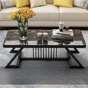 Iron Coffee Table Light Luxury Modern Tempered Glass Face Small Apartment Living Room Tea Table Household Small Table Simple Small Coffee Table