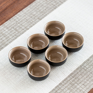 Ceramic Small Tea Cup Tea Bowl Kung Fu Tea Set Household Simple Single Tea Tasting Cup Black Pottery Master Cup Tea Chizhao