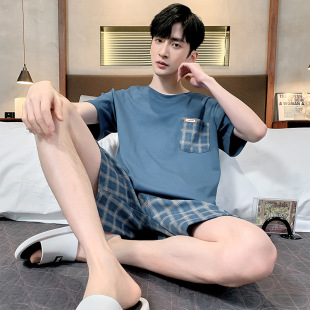 Customized Men's Pajamas, Men's Summer Short-Sleeved Shorts, Men's Summer Boys' Large Size Home Clothes Suits, Small Orders, Quick Returns