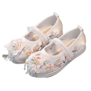 Embroidered Shoes Children's Antique Shoes Baby's Ancient Clothes Hanfu Shoes Girls' Embroidered Horse-faced Skirt Children's Shoes Old Beijing Cloth Shoes