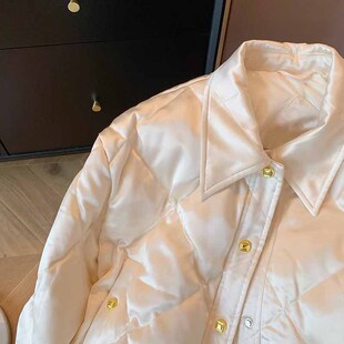 Small fragrant style clip season cotton coat this year cotton-padded jacket women's winter popular rhombus padded lapel acetic acid warm temperament short