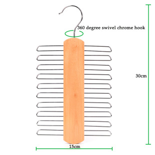 Solid Wood Tie Hanging Men's Tie Belt Multi-Layer Hanging Rack Multi-Row Scarf Hook Multi-Functional Tie Storage Rack
