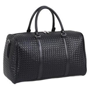 Classic Plaid Travel Bag Portable Men's PU Leather Large Capacity Short-distance Travel Travel Luggage Bag Fashionable One-shoulder Crossbody