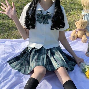 JK Uniform Skirt Genuine Summer Basic Academy Style Short-sleeved suit Full Set Navy Style Sailor Suit