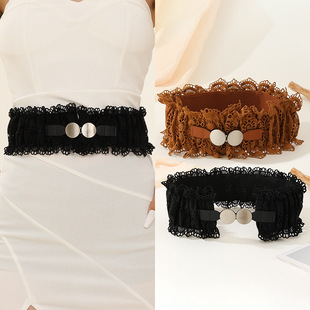 New outdoor decorative elastic elastic lace waist seal women's wholesale fashion all-match dress wide belt