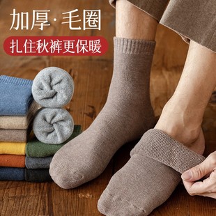 terry socks fleece-lined thick socks mid-tube socks for men and women autumn and winter warm warm towel socks winter warm stockings