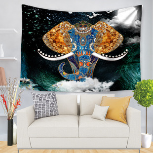 Amazon elephant background cloth digital printing cross-border Indian tapestry home tapestry Thai living room decoration hanging cloth