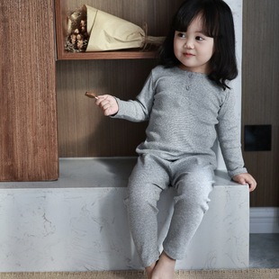 Children's Spring and Autumn Sanding Long-sleeved Home Clothes Baby's Pure Cotton Autumn Clothes Set Boys' and Girls' Western Style Round Neck