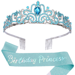 Cross-border Crystal Crown birthdayprincess Shoulder Strap suit Birthday Party Decoration Yiwu Accessories Hair Accessories