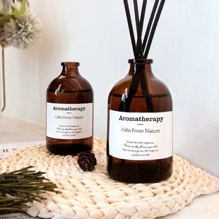 Tea-colored glass aromatherapy bottle empty bottle 100ml brown mouth reagent expansion bottle no fire rattan Xilin fragrant atmosphere bottle