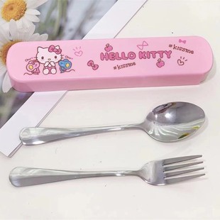 Japanese Spoon Chopsticks Set Portable Student Tableware Storage Box Cute Two-piece Work Tableware Box