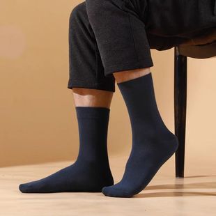 Men's Socks Loose Mouth Men's Solid Color Mid-barrel Autumn and Winter New Combed Cotton Deodorant Breathable Business Men's Socks