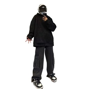 2024 Hooded Gypsophila Sequins Sweatshirt Hooded Men's and Women's Fashionable Loose Fashionable Brand Couple's Coat Lazy Style