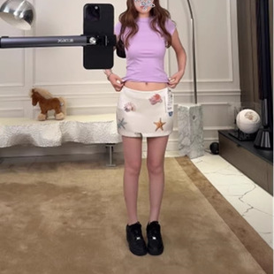 Ocean Solid Color Imitation Acetate Kochi Outfit Miu Style Short Skirt for Women in Summer with Built-In Safety Shorts