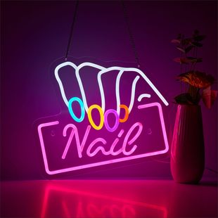 Амазонка розовый девчушка палец буква формовка маникюр салон ногтей Nails неоновые огни