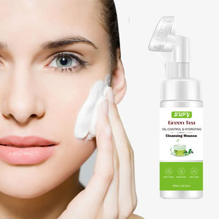 BUPY Green Tea Cleansing Mousse facial cleanser mild foam washing and unloading two-in-one amino acid facial cleanser foreign trade new product