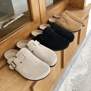 Summer Genuine Cow Velvet Birkenth Shoes Retro Cork Bottom Toe Tow Japanese All-inclusive Half-tow Fishing Birkenth Shoes for Men