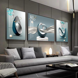 Modern Simple Living Room Decorative Painting New Style Sofa Background Wall Hanging Painting Advanced Sense Light Luxury Triptych Atmospheric Wall Painting