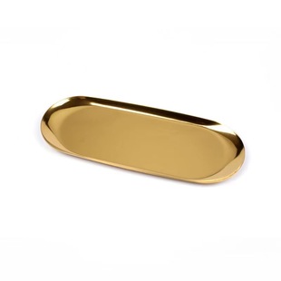 Korean Ins Style Stainless Steel Oval Jewelry Tray Desktop Storage Tray Cosmetic Jewelry Tray Metal Tray