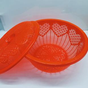 Red Cover Basket Steamed Bread Basket Plastic Storage Basket Household Storage Basket Kitchen with Lid Storage Basket 5 yuan Stall Supply