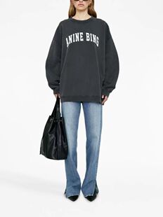 23 Winter new North American niche AB classic letter print fried color washed fried snowflake Loose Women's sweater