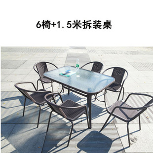 Outdoor Courtyard Table and Chair Balcony Garden Coffee Milk Tea Shop Table Ironwork Outdoor Leisure Stall Small Rattan Chair Combination