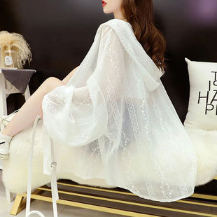 Summer ice silk sunscreen coat women's lace net red 2022 new Joker thin breathable fried street anti-surplus room