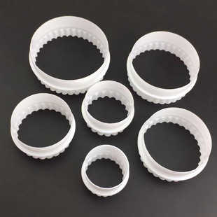 6pcs round tooth mouth/flat mouth plastic biscuit mould fruit cut sugar cake tool cake mould multi inbei