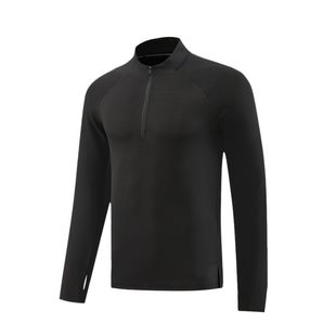 Men's Half-Zipper Elastic Quick-Dry Collar Sweater Men's Autumn and Winter Sports Fitness Running Training Long Sleeve Base Shirt