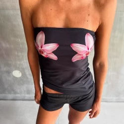2025 spring and summer new Amazon Europe and the United States cross-border printed tube top hot girl slim sexy women's clothing
