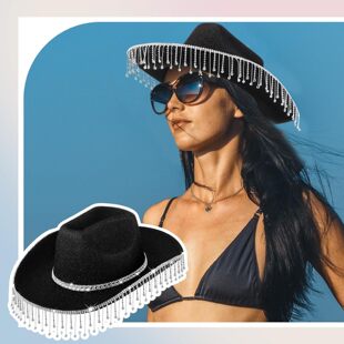 Rhinestone Glitter Cowboy Hat Disco Cowboy Hat Shiny Diamond Tassel Cowboy Hat Western Cowboy Costume