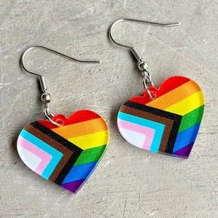 Cross-border Earrings Amazon Rainbow Geometric Simple Multicolor Love Shape Acrylic Spring and Summer Fashion Earrings
