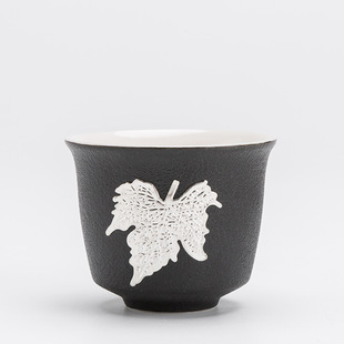 Hand painted Yuanshan Zen black pottery vintage Master Cup ceramic small size kung fu tea cup Household Hospitality tea cup single Cup