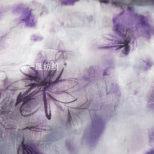Spotted Guofeng Elegant Flower 2025 Spring and Summer Bright Silk Tencel Jacquard Printed Fabric dress Hanfu Fabric