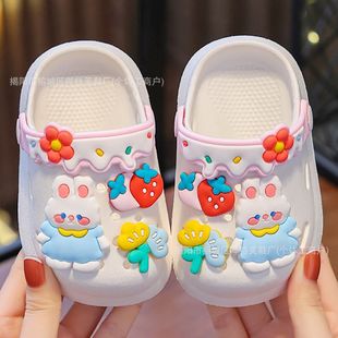 Children's Hole Shoes Summer Girl's Breathable Baby's Indoor Soft Bottom Cartoon Non-slip Wear-resistant Baotou Beach Slippers