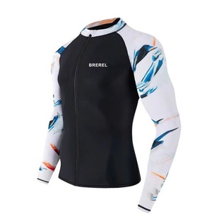 Men's Swimwear Sports Quick Drying Surfer Clothes Wholesale Long Sleeve Printed Zipper Split Jellyfish Clothes Anti-Sink Diving Suit